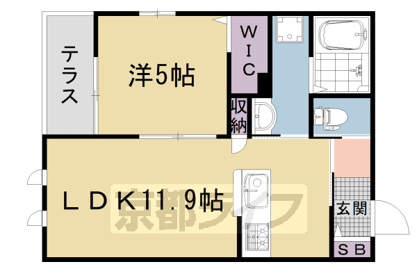 1LDK：洋5×LDK11.9(43.14㎡)