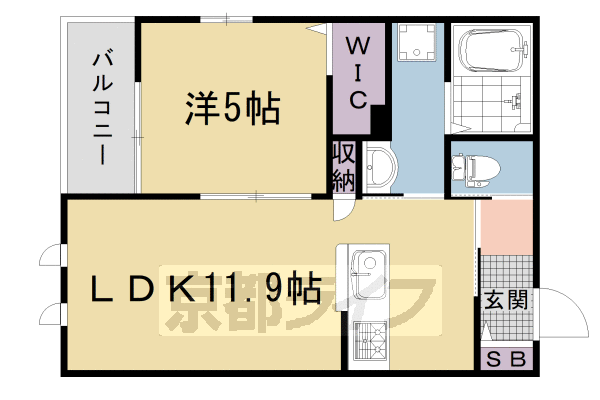 1LDK：洋5×LDK11.9(42.9㎡)