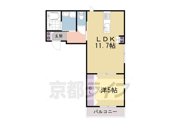 1LDK：洋5×LDK11.7(44.31㎡)