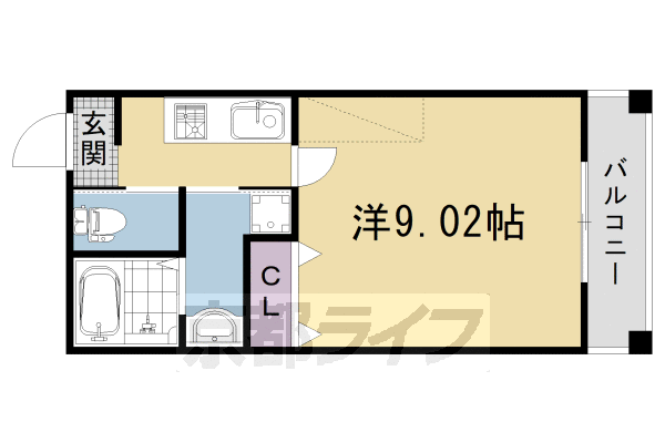 1K：洋9.02×K2.32（26.64㎡）