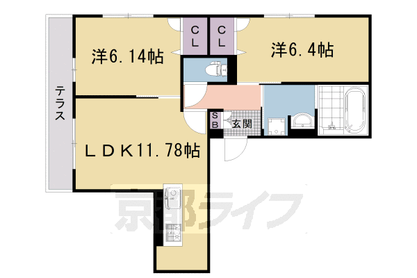 2LDK：洋6.1×洋6.4×LDK11.78（55.31㎡）