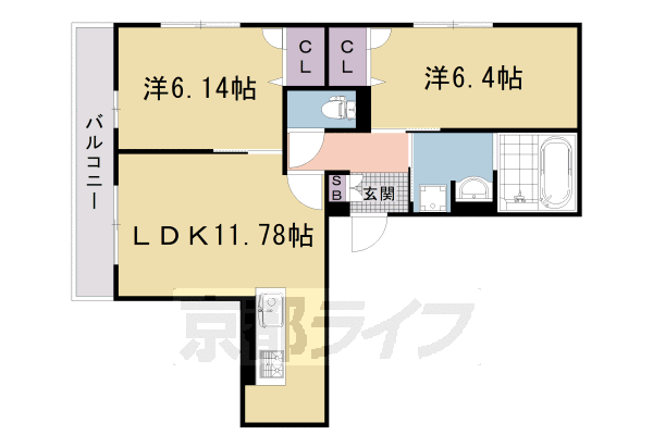 2LDK：洋6.1×洋6.4×LDK11.78（55.31㎡）