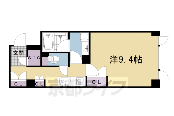 1K:洋9.4×K4.8（33.79㎡）