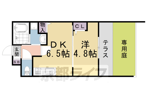 1DK:洋4.4×DK6.5(27.88㎡)