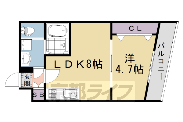 1LDK：洋4.7×LDK8(30.28㎡)