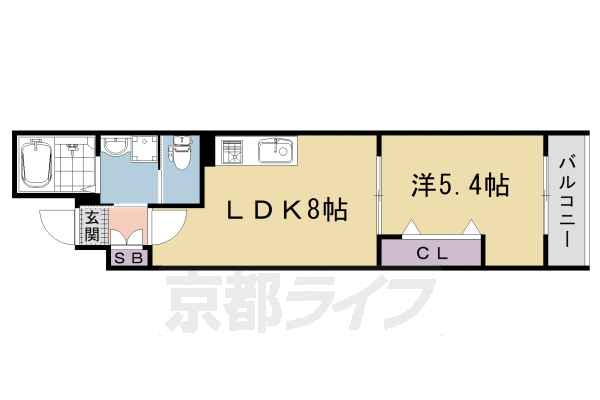 1LDK：洋5.4×LDK8(31.15㎡)