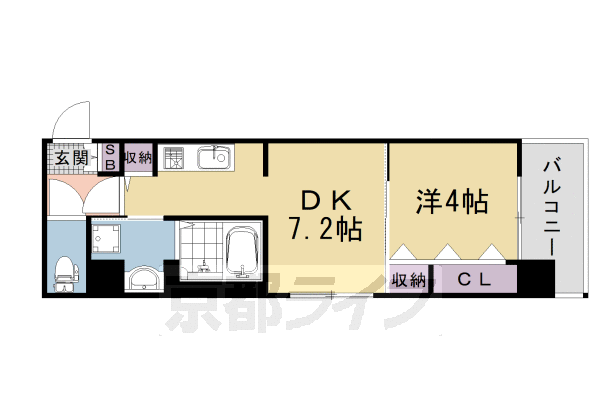 1DK：洋4.0×DK7.2(30.57㎡)