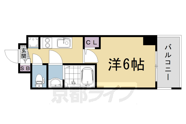 ■1K：洋6×K2.5(21.02 ㎡)