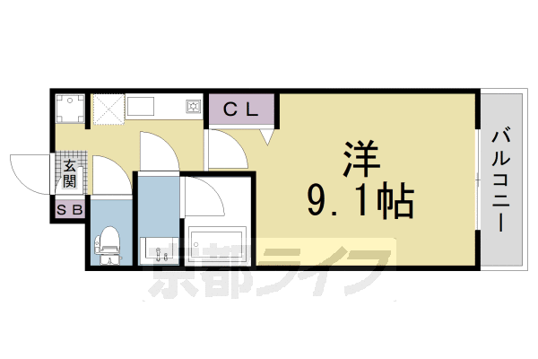 1K:洋9.1×K2.5(25.3㎡)