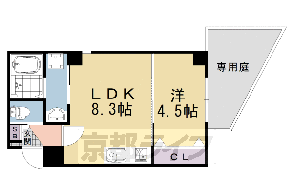 1LDK：洋4.5×LDK8.3(31.15㎡)