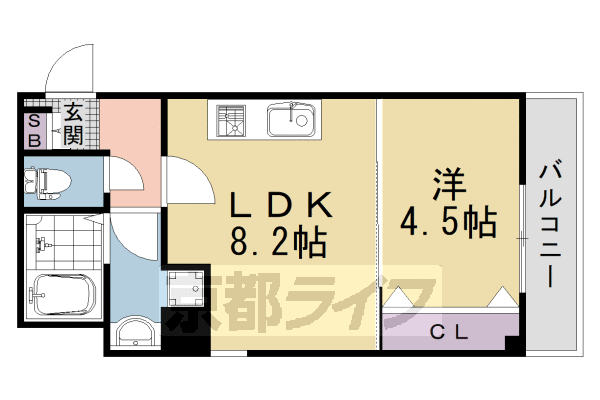 1LDK：洋4.5×LDK8.2(32.63㎡)