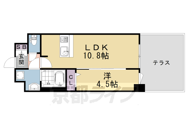 1LDK：洋4.5×LDK10.5(36.08㎡)