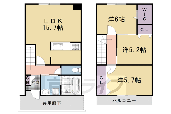3LDK：洋6×洋5.2×洋6.7×LDK15.2(81.35㎡)