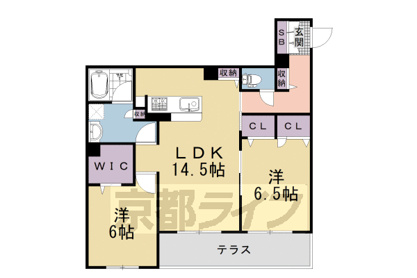 2LDK：洋6.5×洋6.0×LDK14.5(68.69㎡)