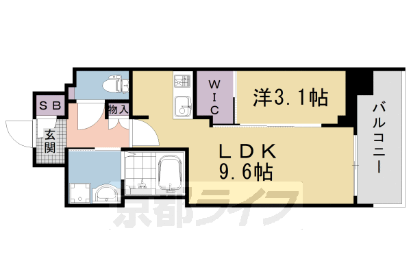 1LDK：洋3.1×LDK9.6(35.62㎡)