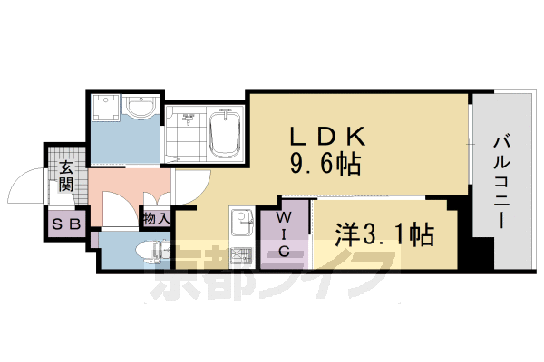 1LDK：洋3.1×LDK9.6(35.62㎡)