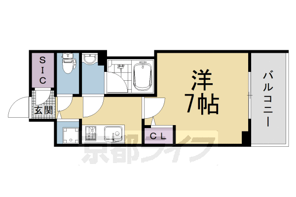 1K:洋7×K2(24.6㎡)