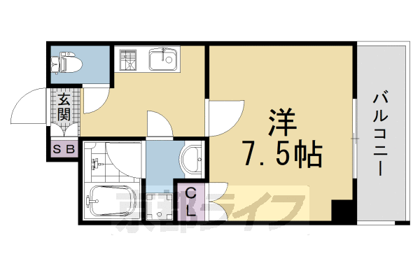 ■1K：洋7.5×K3(24.93 ㎡)