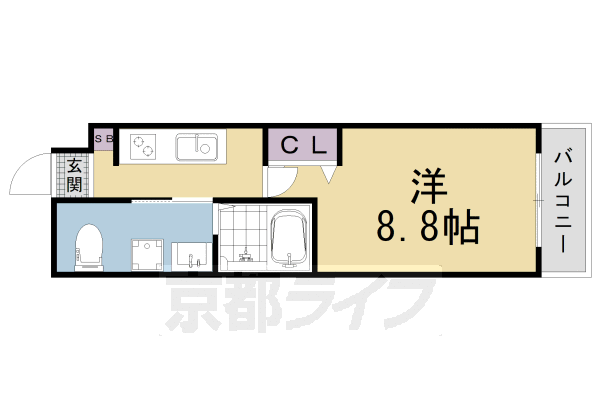 1K：洋8.8（24.9 ㎡）