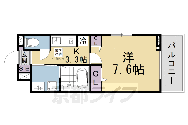 1K:洋7.6×K3.3(27.02㎡)