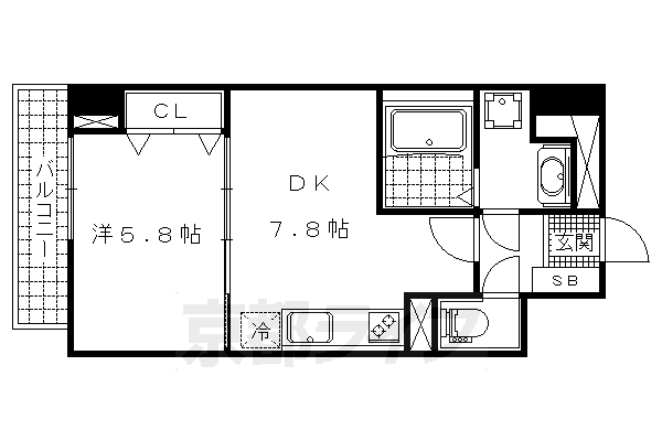 1DK：洋5.8×DK7.8（35.06 ㎡）