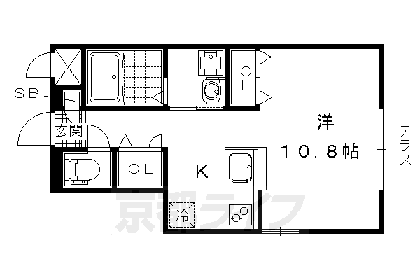 ■1K：洋10.8×K2(25.03 ㎡)