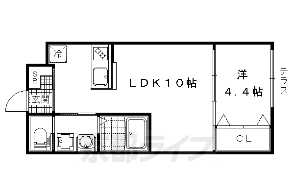 ■1LDK：洋4.4×LDK10(33.07 ㎡)