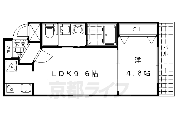 ■1LDK：洋4.6×LDK9.6(33.21 ㎡)