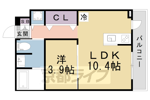■1LDK：洋3.9×LDK10.4(33 ㎡)