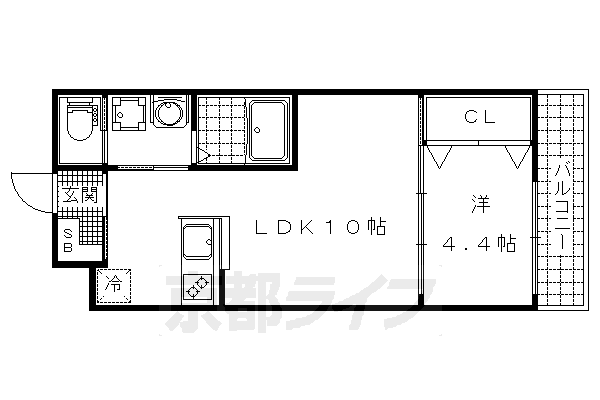 ■1LDK：洋4.4×LDK10(33.07 ㎡)