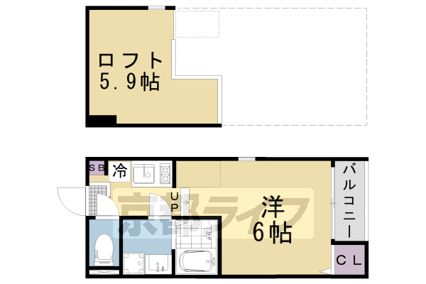 ■ワンルーム：洋6×ロフト5.9(20.17 ㎡)